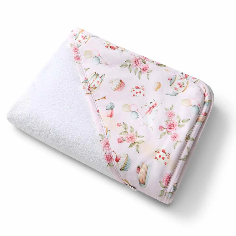 Organic Hooded Baby Towel - Alice's Tea Party