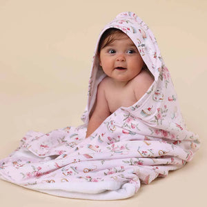 Organic Hooded Baby Towel - Alice's Tea Party