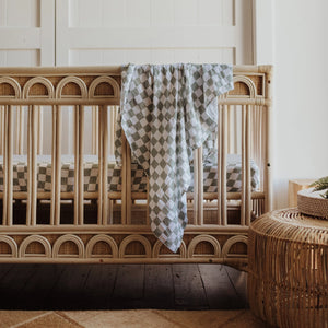 Organic Muslin Wrap - Moss Chequered