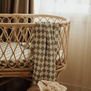 Organic Muslin Wrap - Moss Chequered