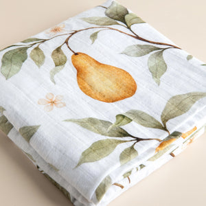 Organic Muslin Wrap - Whimsical Pear