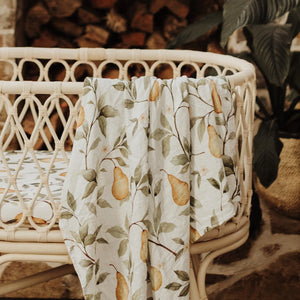 Organic Muslin Wrap - Whimsical Pear