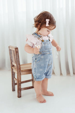 SS25 - Light Denim Overalls - Rainbow