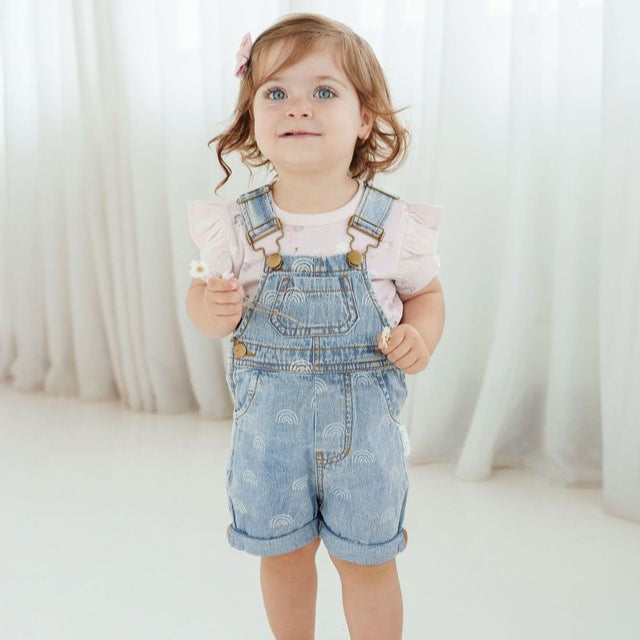 SS25 - Light Denim Overalls - Rainbow