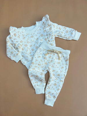 Frilly Tracksuit Set - Caramel Ditzy Floral (ONLY SIZE 3 LEFT)