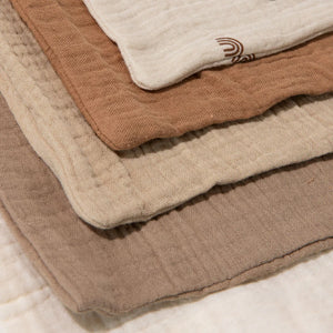 Organic Muslin Baby Wash Cloths - Dusty Dunes 5 Pack