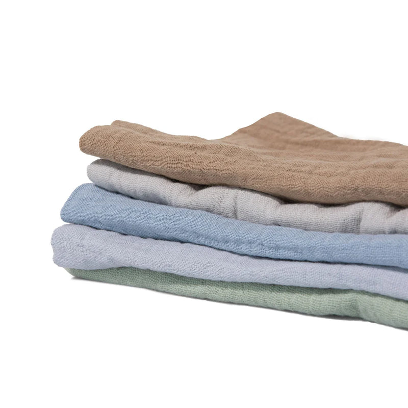 Organic Muslin Baby Wash Cloths - Earth & Sky 5 Pack