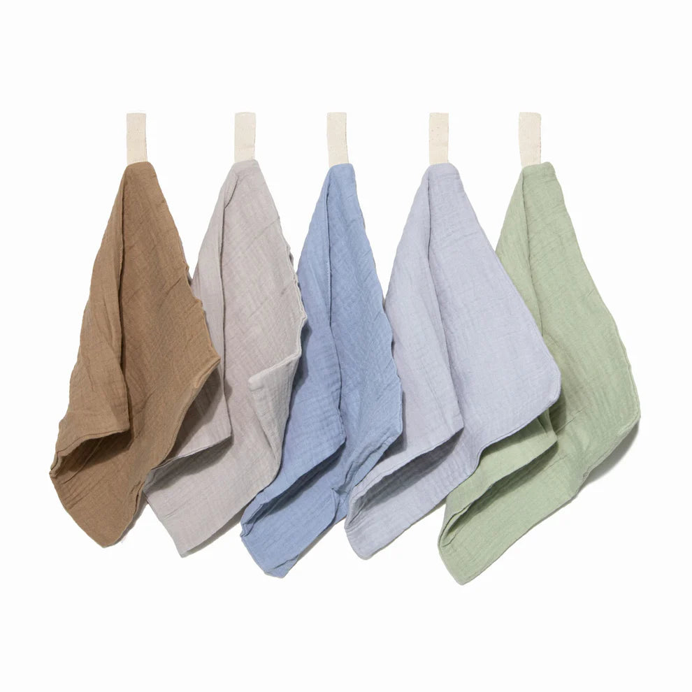 Organic Muslin Baby Wash Cloths - Earth & Sky 5 Pack
