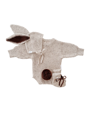 Ziggy Lou - Easter Bubble Romper - Cocoa Fleck (ONLY SIZE 0000 & 000 LEFT)
