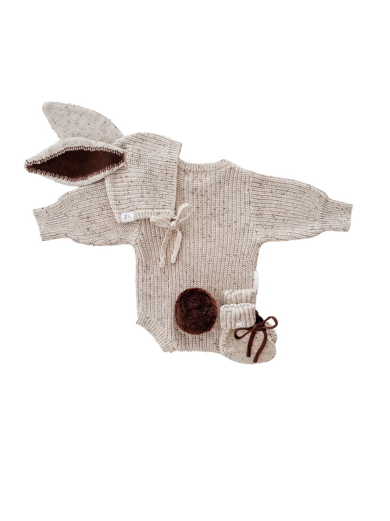 Ziggy Lou - Easter Bubble Romper - Cocoa Fleck (ONLY SIZE 0000 & 000 LEFT)