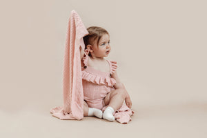 AW22 Knit Romper - Pink Heart (ONLY SIZE 2 LEFT)