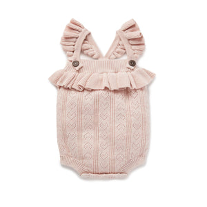 AW22 Knit Romper - Pink Heart (ONLY SIZE 2 LEFT)