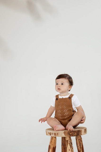 SS22 Knit Romper - Brown (ONLY SIZE 2 LEFT)