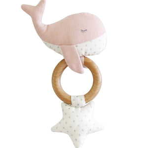 Squeaker Rattle Teether - Whimsy Whale Pink