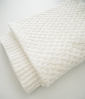 Diamond Knit Baby Blanket - White