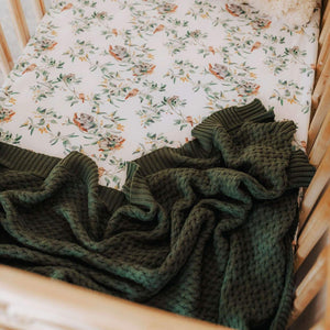 Diamond Knit Baby Blanket - Olive