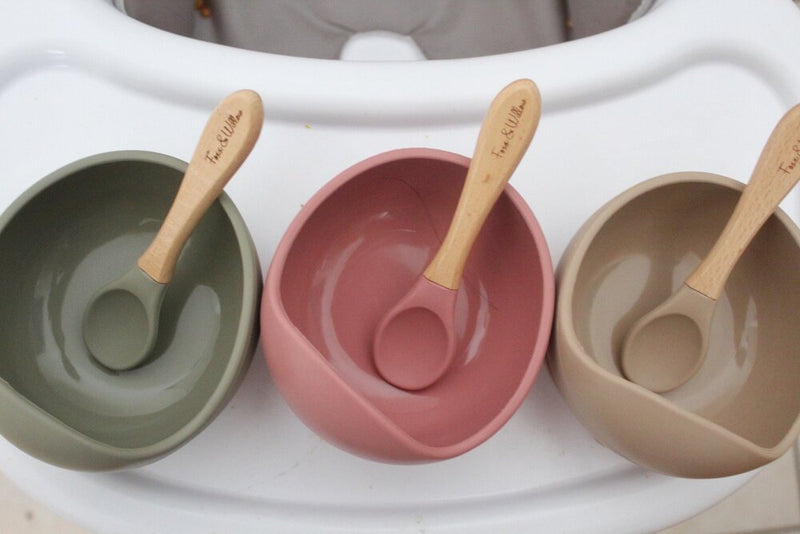 Silicone Feeding Bowl & Spoon - Cinnamon