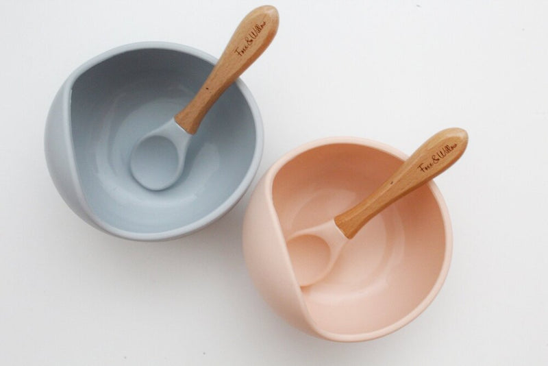 Silicone Feeding Bowl & Spoon - Peachy