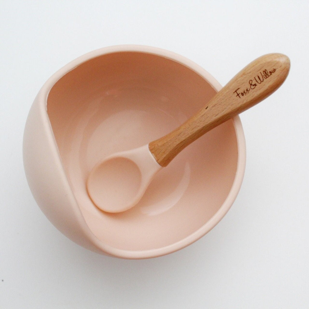 Silicone Feeding Bowl & Spoon - Peachy