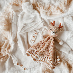 Heirloom Crochet Lovey Comforter - Frankie the Fawn