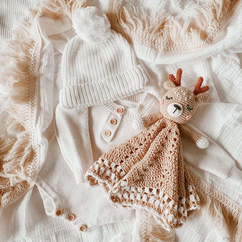 Heirloom Crochet Lovey Comforter - Frankie the Fawn