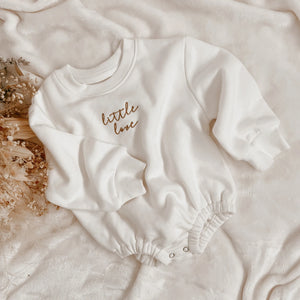 'Little Love' Long Sleeve Sweater Romper - Milk