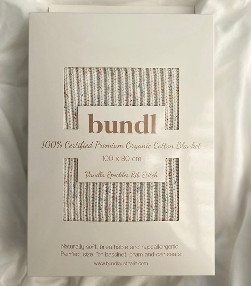 Vanilla Speckles Organic Ribbed Blanket