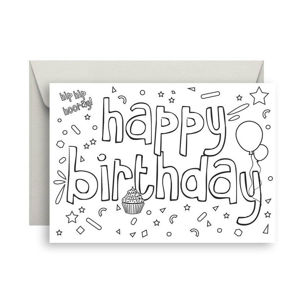 Card - 'Colour Me In' Happy Birthday