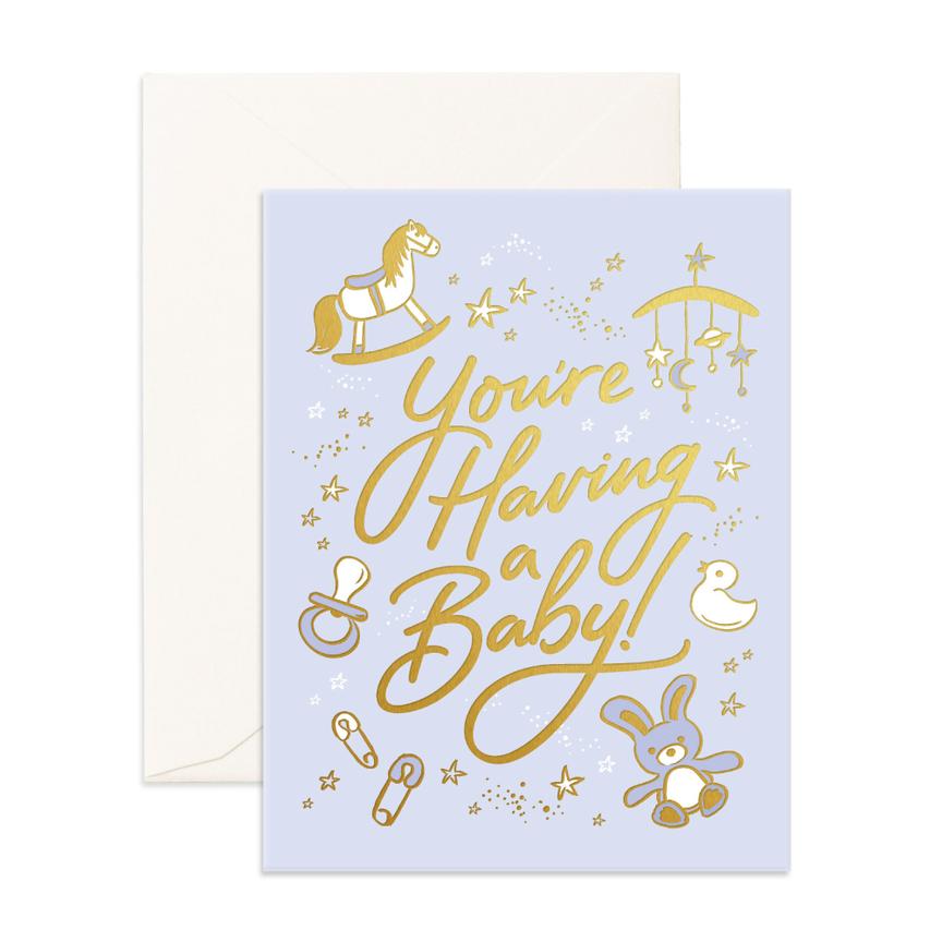 Greeting Card - Having a Baby Blue