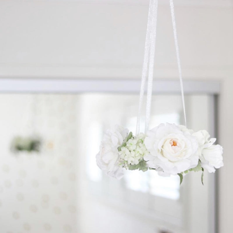 Floral Mobile - White with Greenery