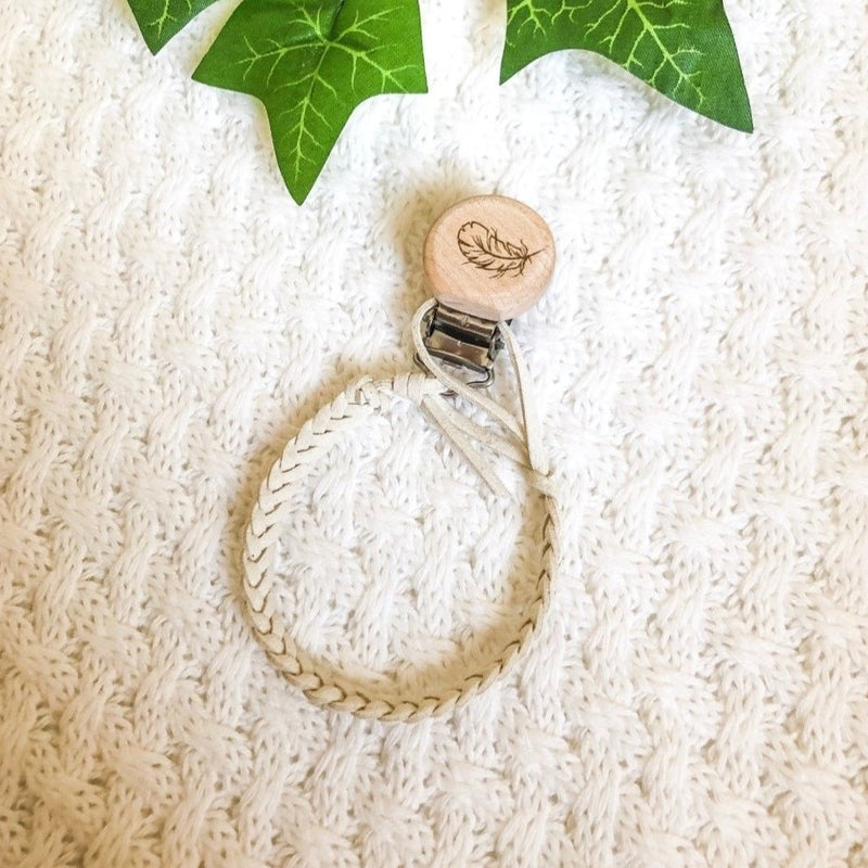 Faux Leather Dummy Clip - Ivory with Tree Leaves