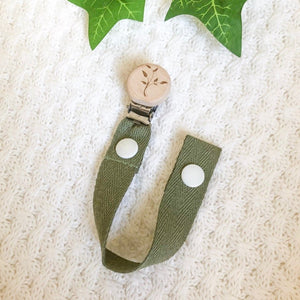 Cotton Dummy Clip - Khaki with Tree Leaves