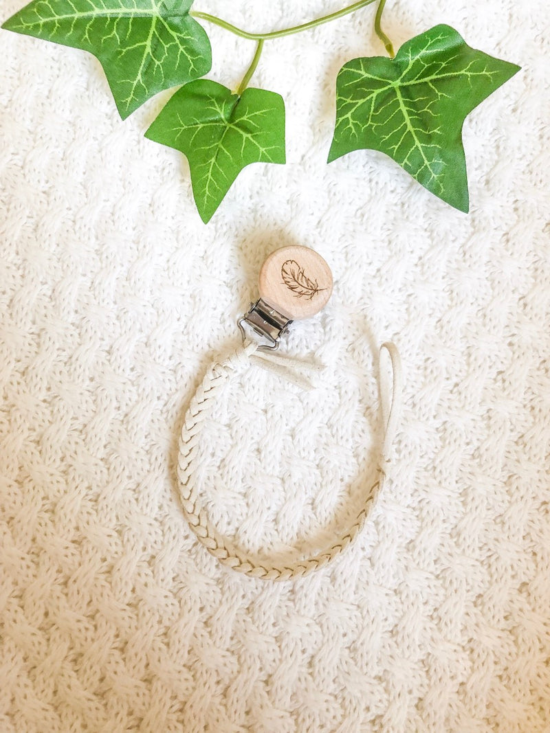 Faux Leather Dummy Clip - Ivory with Tree Leaves