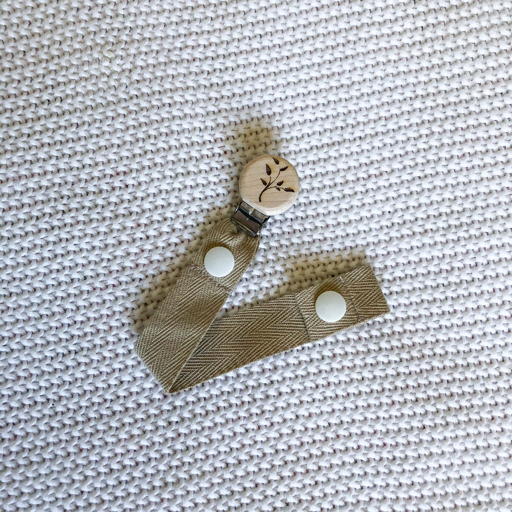 Cotton Dummy Clip - Beige with Tree Leaves