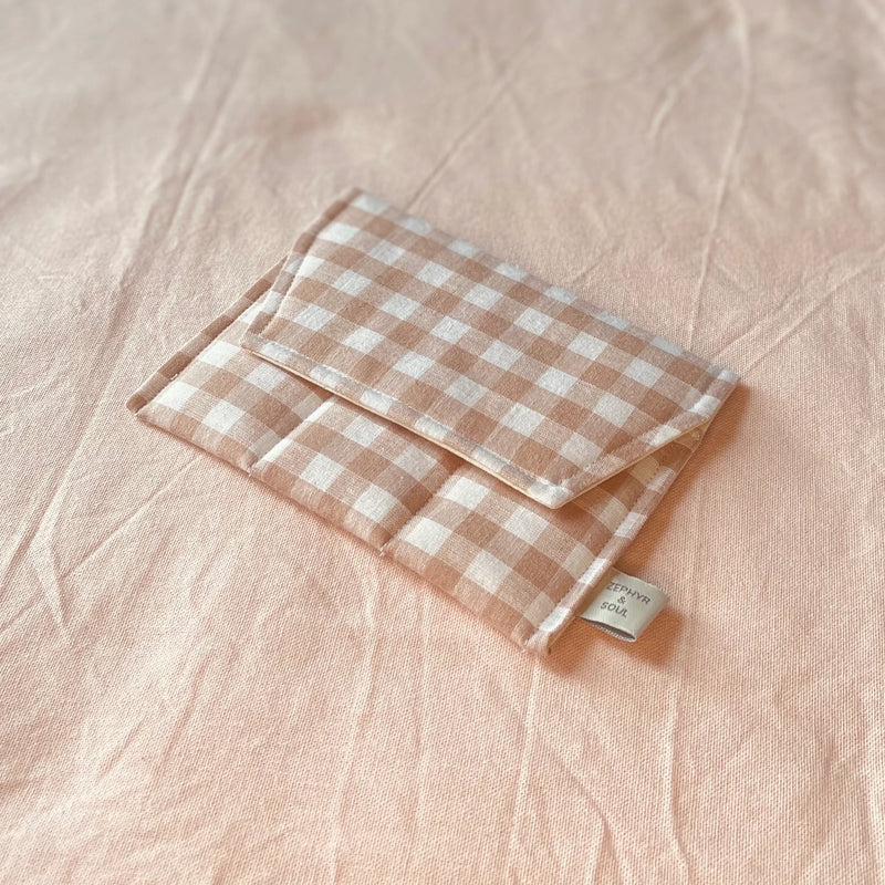 Essential Oil Pouch - Beige Gingham