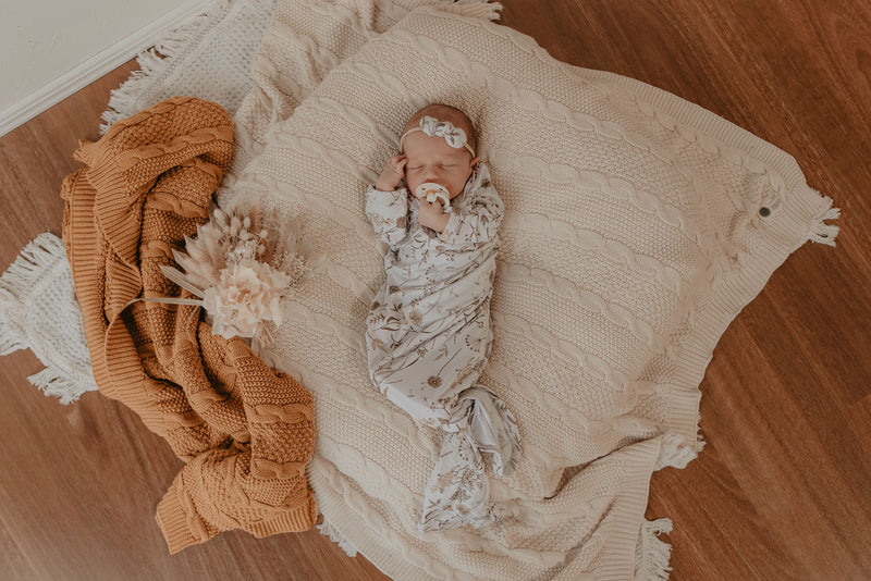 Baby Gown - Neutral Petals