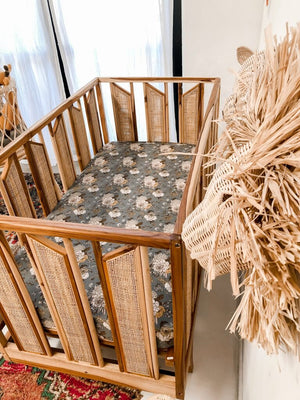 Bamboo Jersey Nursery Linen - Indigo Blooms
