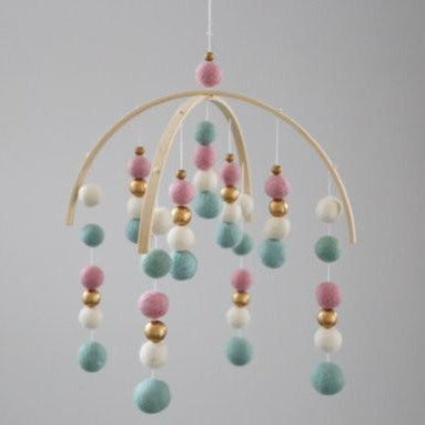 Felt Ball Mobile - Dusty Pink, Mint, White, Gold (2 WEEKS TURNAROUND TIME)