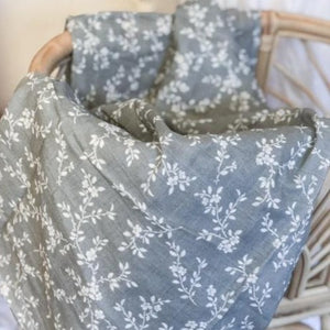 Organic Cotton Muslin Wrap - Misty Vines