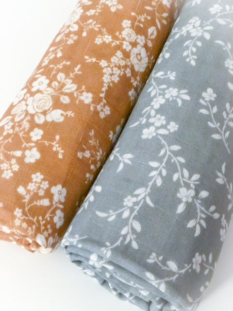 Organic Cotton Muslin Wrap - Misty Vines