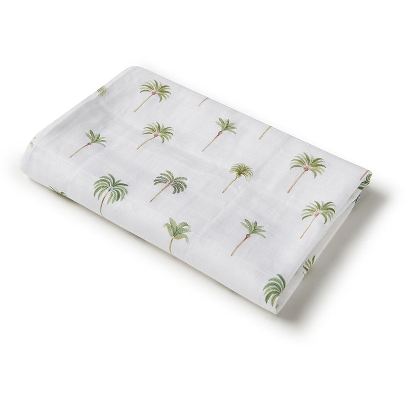 Organic Muslin Wrap - Green Palm