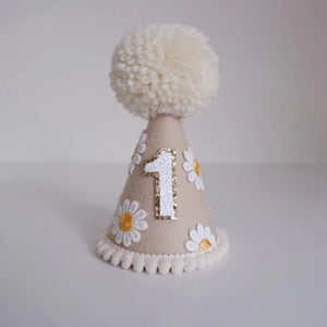 Party Hat - Natural Boho Daisy (1st & 2nd birthday available)
