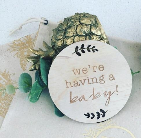Timber Plaque - We're Having a Baby