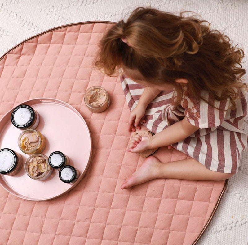 Quilted Cotton Playmat - Dusty Pink