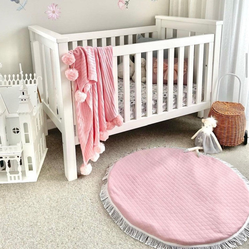 Playmat Round Large - Jersey Quilted Diamond - Dusty Pink