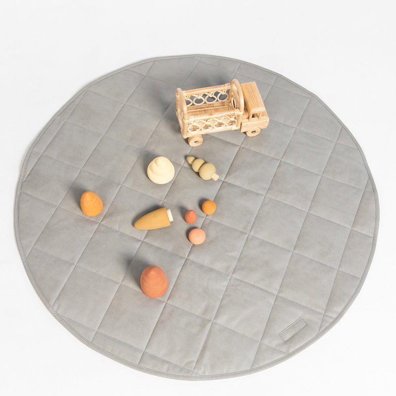 Quilted Vegan Leather Playmat - Stone