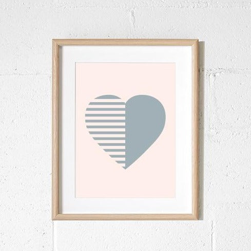 A3 Print - Stripey Heart Blush