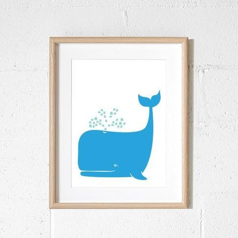 A4 Print - Wilbur Whale Blue