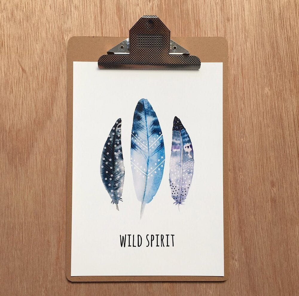 Print - Wild Spirit - Blue Feathers