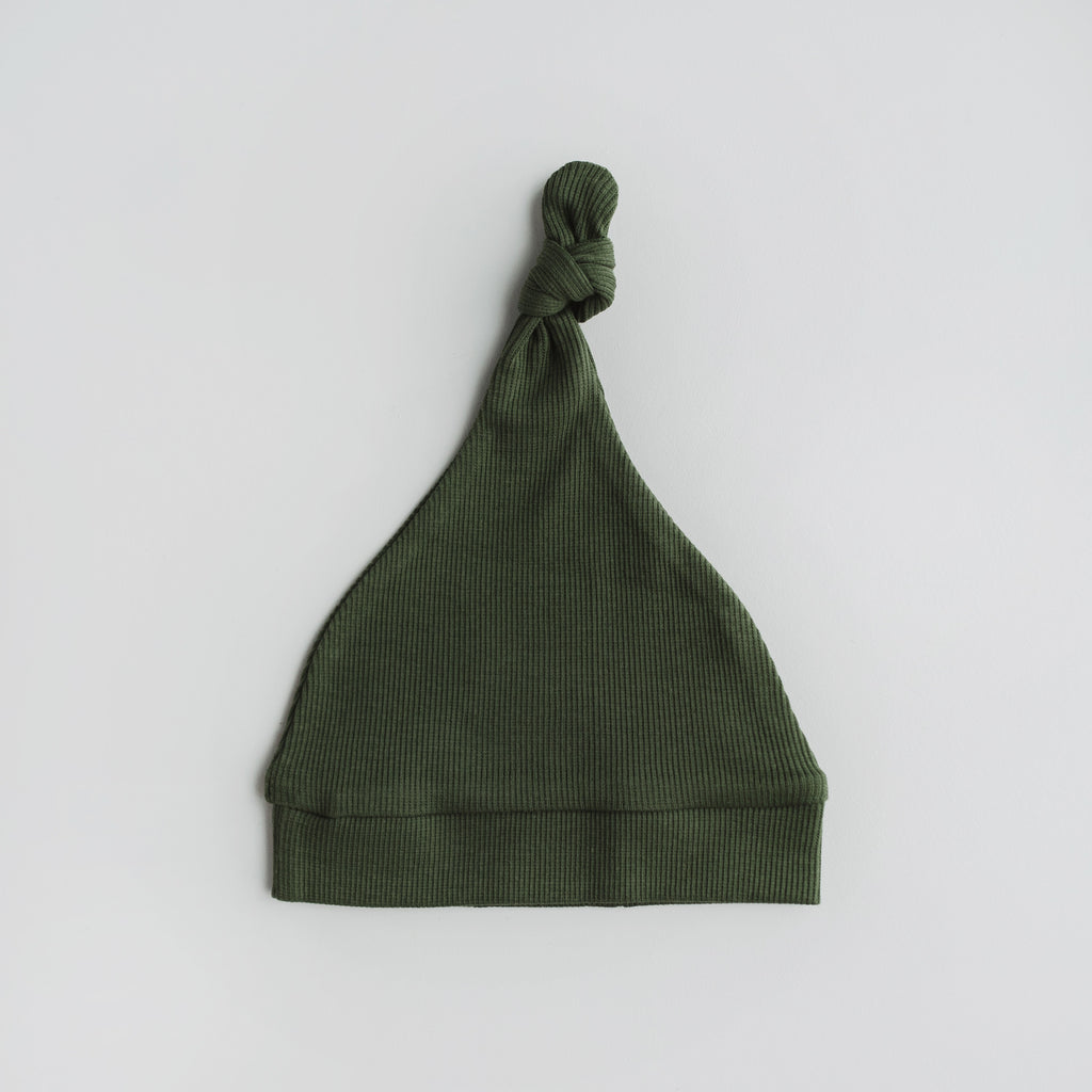 Ribbed Knotted Beanie - Olive